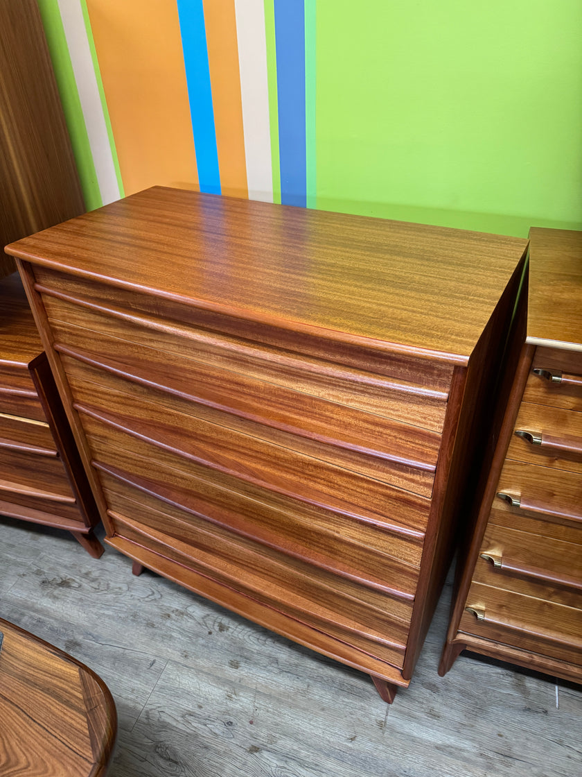 Mid Century Mahogany Highboy Dresser