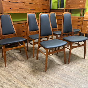 6 Mid Century Teak Dining Chairs from Denmark