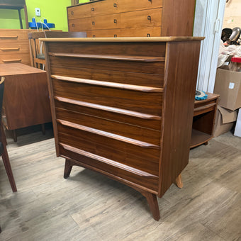 Mid Century Walnut Highboy Dresser